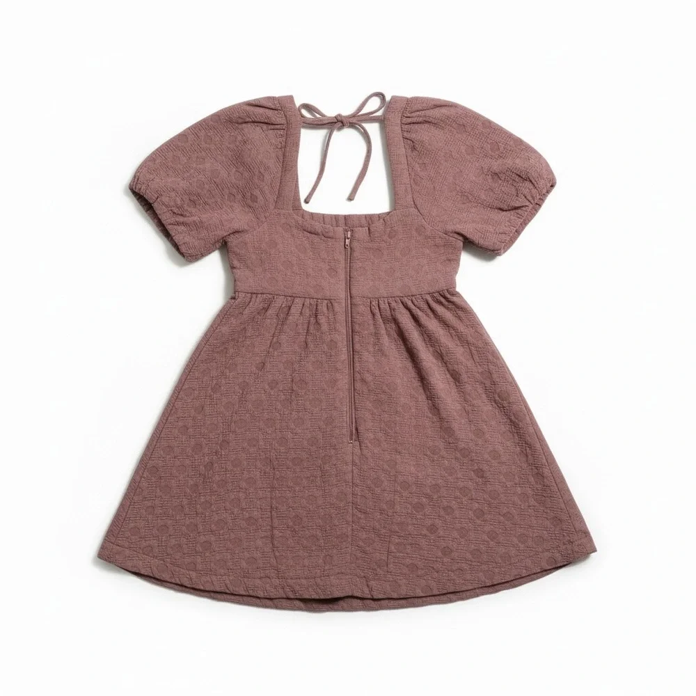 Madewell Floral Quilted Puff-Sleeve Mini Dress Dusty Rose Size Large NWT - Picture 3 of 12